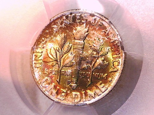 1953 D Roosevelt Dime PCGS MS 66 FB 40215051 Toned - Picture 1 of 5