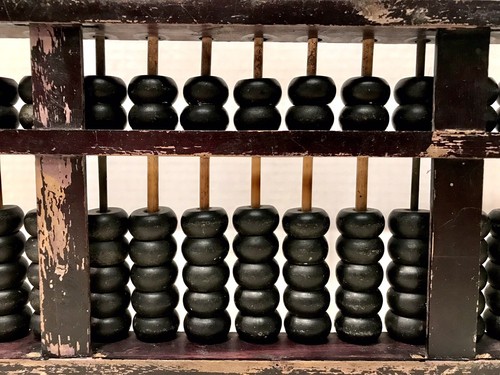Vintage chinesische Handarbeit Abakus 13 Stäbe 91 Perlen Messing Gelenke Original Platte 14 Zoll - Bild 4 von 11