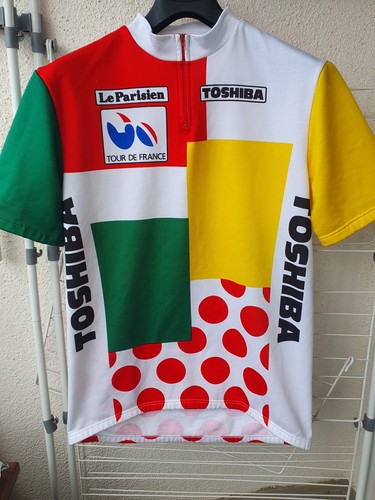 Camiseta deportiva de ciclismo combinada Tour de Francia Toshiba Le Parisien vintage años 80 talla L - Imagen 2 de 9