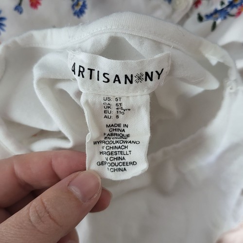 Mono bordado floral rosa artesanal NY niñas y camisa a juego 5T 2 piezas - Imagen 4 de 15