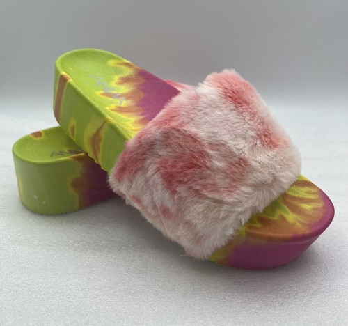 ANNA Shanice-2 Women’s Shoes 2” Platform Slippers Slides Faux Fur Pink NEW - Picture 1 of 11