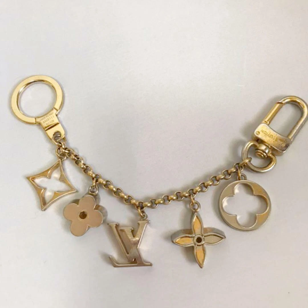 LOUIS VUITTON M65111 Chain Fleur Do Monogram Bag Charm Gold Very Good from Japan