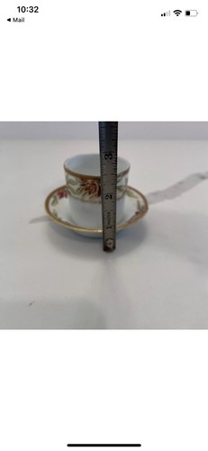 Antique Japanese hand painted M Nippon espresso cup And Saucer Attached - Picture 5 of 7