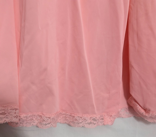 Vtg SHADOWLINE Pink Lace Embroidered 1/2 Sleeve Button Up Gown Petite Small Y1 - Picture 2 of 7
