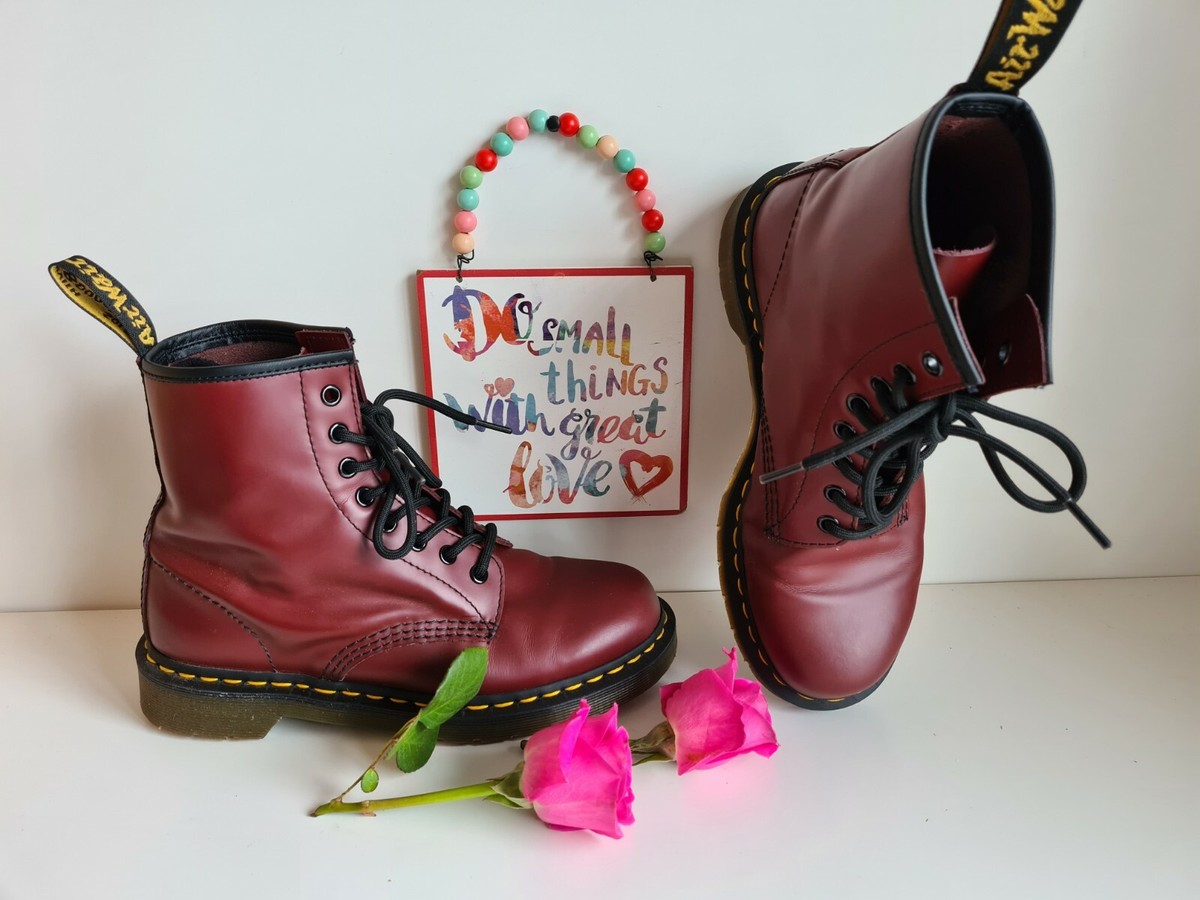 Bottes Dr Doc Martens 1460 rouge cerise oxblood 8 trous UK 6 EU 39 US 8