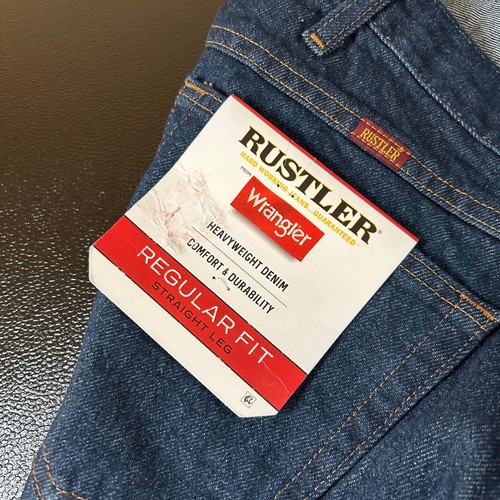 Rustler Heavyweight Jeans Regular Straight Leg Dark Wash Denim Pants Mens 46x30" - Picture 1 of 11