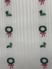 Christmas Tablecloth 60” X 106” Cream W/Wreath Embroidery-No Wrinkle-NEARLY NEW