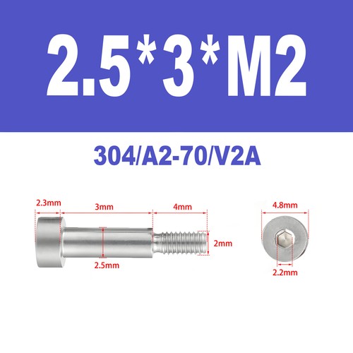 V2A A2 Pass-Schulterschraube Innensechskant M2 M2,5 M3 M4 M5 Edelstahl - Bild 6 von 107