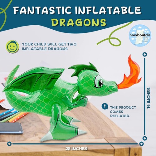 30” Inflatable Fire Breathing Dragons! (2 Pack) Fun Decorations, Giveaways, Gift - Picture 2 of 5