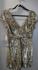 New Dolce Jovani cocktail dress Gold Silver sequin size 6 ags MSR $515 celebrity