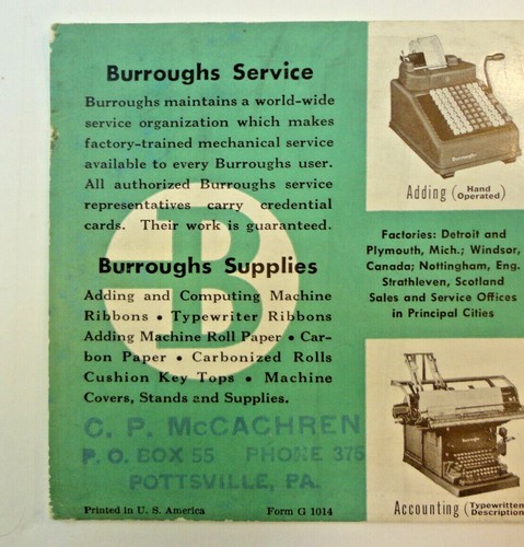 30's /40's BURROUGHS Typewriters Illustration Image Art Print Ad 3 Digit Phone # - Picture 6 of 7