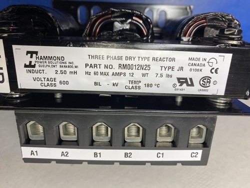 HAMMOND POWER SOLUTIONS / 3 PHASE DRY TYPE REACTOR /RM0012N25 / RM0012N25 / 12A - Picture 4 of 9