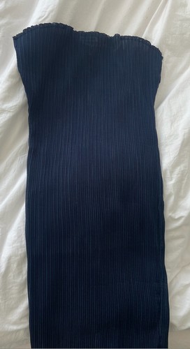 JIL SANDER Navy Pleated Turtleneck Dress XS $690 - Picture 9 of 10