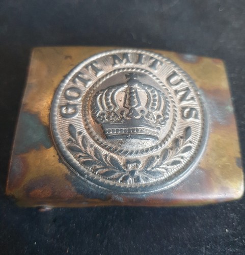WW1 German Infantryman's Imperial 'Gott Mit Uns' Bi-metal Belt Buckle - Ypres #2 - Picture 4 of 11