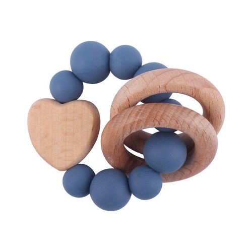 Bracelets Rattles Wooden Teether Teething Baby Shower Gifts Silicone Toys - Picture 13 of 18