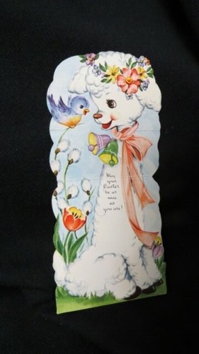 Vintage Lamb & Bluebird Easter Card c. 1940s A-meri-card - Picture 1 of 3