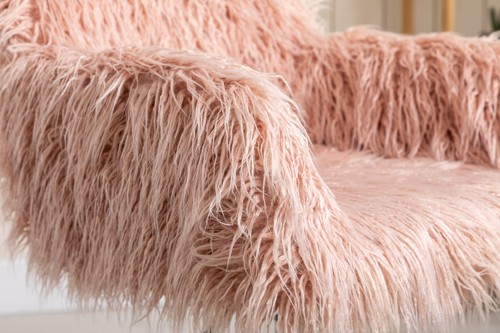 Modern Faux fur home office chair, fluffy chair , makeup vanity Chair Pink - Picture 12 of 13