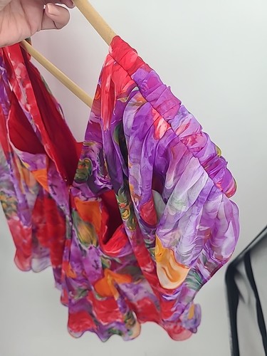 Mini robe vintage TADASHI années 90 florale vibrante taille 10 aquarelle fluide rouge - Photo 23/24