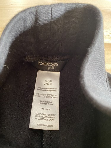 2 Bebe Girls Sweatpants Joggers Size Small 7-8 Black Rose Logo Spell Out - Picture 11 of 12