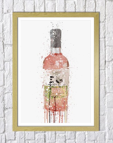 PINK GIN BOTTLE -DEEP FRAMED CANVAS WALL SPLASH ART PICTURE PAPER PRINT- PINK - Picture 16 of 17