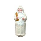 Antique German paper mache Xmas Santa  Pere Noël candy container white deadstock