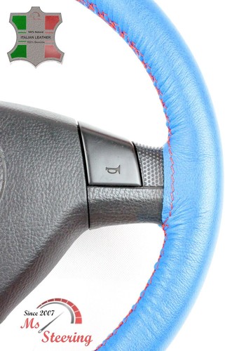 FUR ACURA TL 95-01 BLAU LEDER-LENKRADABDECKUNG, ROT 2 STIT - Picture 7 of 9