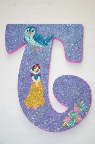 Glitter Disney's Princesses Letters Hanging Wood Sorority Nursery Monogram Kids - Picture 7 of 7