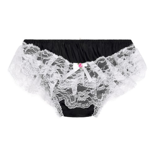 Frilly Sissy Sheer Soft Lace Trim Semi Transparent Knickers Briefs Panties - Picture 3 of 30