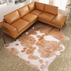 Faux Cowhide Rug 4.6x5.2 ft Area Rugs Modern Beige Cow Hide Rug Carpet Rugs f...