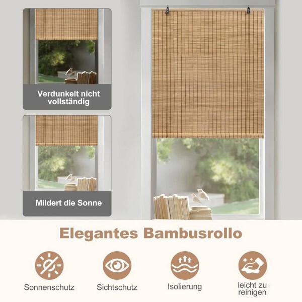 Bambusrollo Sonnenschutz Sichtschutz Seitenzugrollo Lichtfilter Belüftung B-Ware