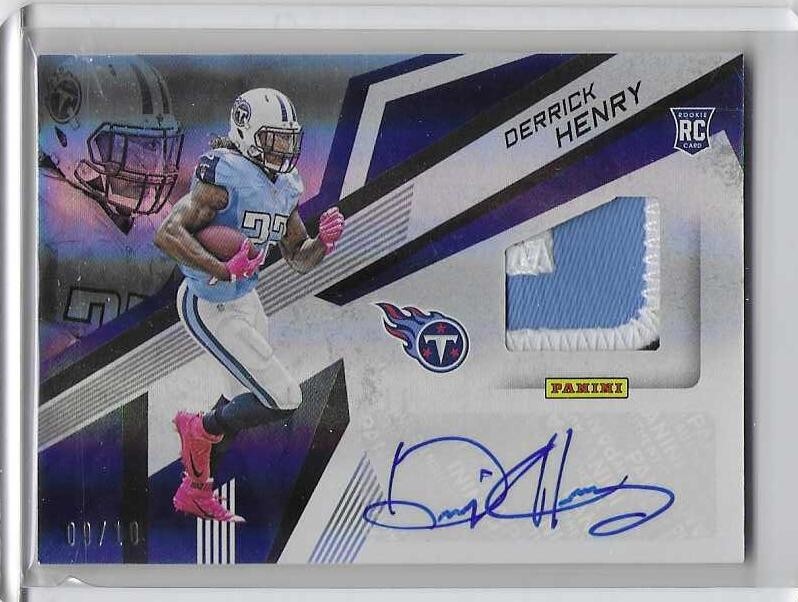 Derrick Henry Panini Rookie Patch Autograph Card Machine Stamped