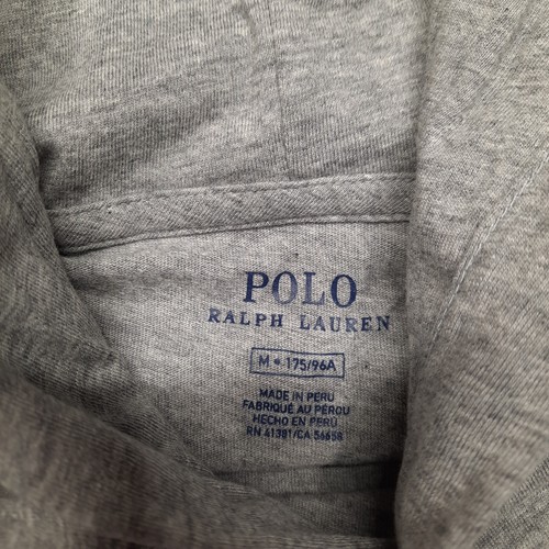 Polo Ralph Lauren Hoodie Shirt Men Medium Grey Pullover Cotton Hood Lightweight - Picture 6 of 8