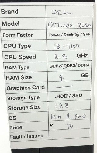 Dell Optiplex 3050 SFF i3-7100 3.90Ghz 4GB RAM 128GB SSD Windows 11 Pro - Picture 3 of 6