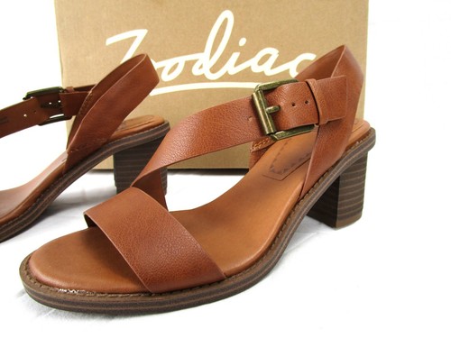 Zodiac Ivy Block Heel Strap Sandal, Womens Brown Stylish Shoe, Adjustable Buckle - Picture 2 of 10