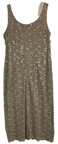 R&M Richards Mujer Vestido de Noche Talla 18 Moca Encaje Lentejuelas Conjunto de 2 Piezas Nuevo con Etiquetas $120 - Imagen 7 de 8