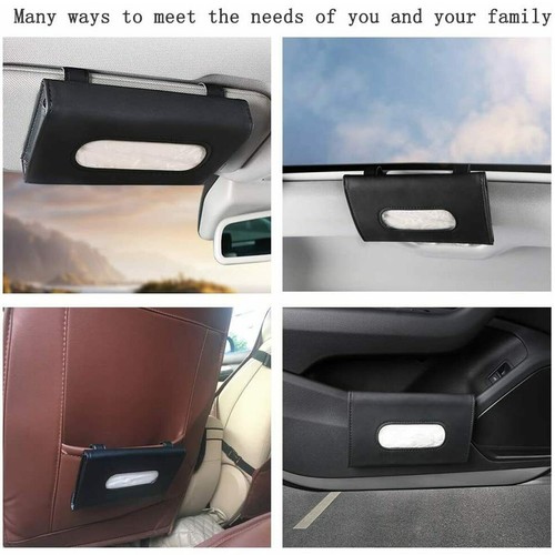 Car Tissue Box Holder For Sun Visor Leather Cover Napkin Holder Decor Portable - Picture 8 of 10
