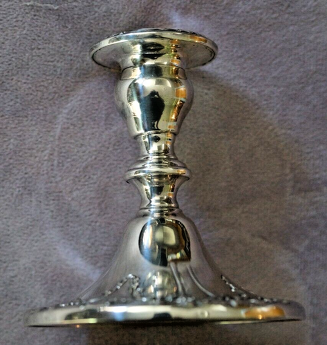 Two Gorham Silverplate Short Candlesticks # YC3004 - 4 3/8" Wide x 4 1/2" Tall - Picture 7 of 11