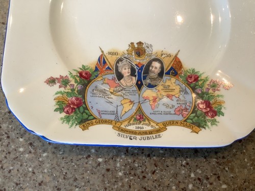 Alma Ware 1935 King George V and Queen Mary Silver Jubilee Tea Plate 6x6 inches - Picture 3 of 4