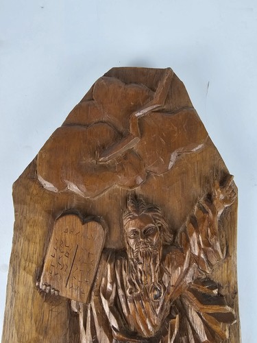 Holzschnitzerei MOSES hält die Zehn Gebote Handarbeit religiöse Holzkunst - Bild 9 von 11