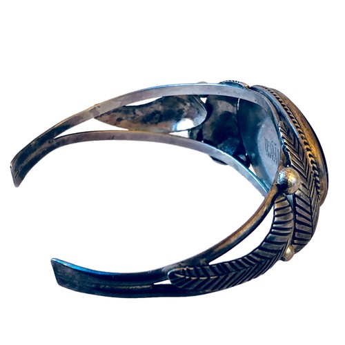 Amerikanische Ureinwohner Schneeflocke Obsidian Sterlingsilber Armreif Armband signiert L Pina - Bild 8 von 11