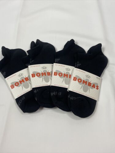 4 Pair Bombas Black/Grey Ankle Socks Medium Honeycomb Mens 6-9 Womens 8-10.5 - Picture 1 of 3
