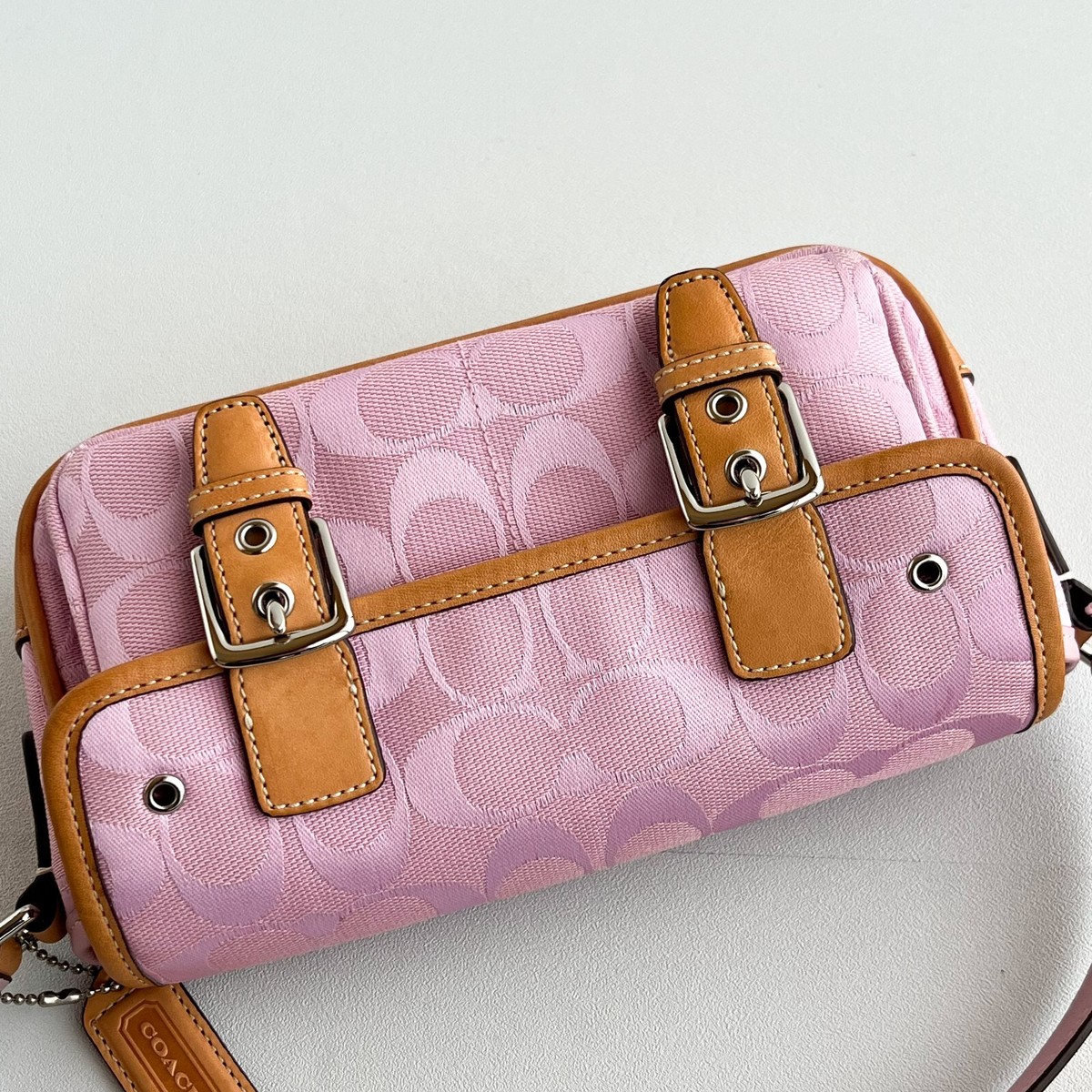 Vintage Coach Mini Signature Shoulder Bag 6844 Pink Leather