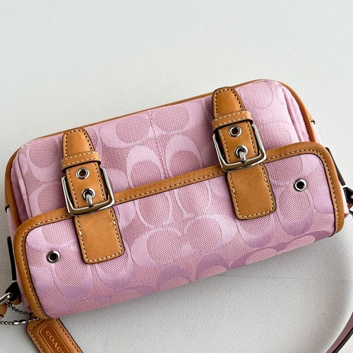 Vintage Coach Mini Signature Shoulder Bag 6844 Pink Leather Canvas - Picture 6 of 24