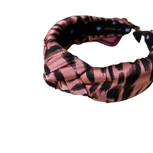 Lele Sadoughi Pink Leopard Print, Knotted Silk Headband - Picture 6 of 9