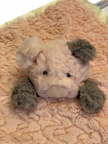 Mary Meyer Pig Baby Security Blanket Lovey Pink Yellow Satin Back Farm Animal - Picture 2 of 4