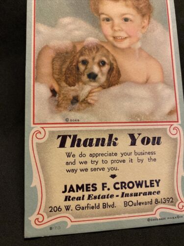 Seguro de bienes raíces con borrador de tinta de colección baño de burbujas niña con perro James F. Crowley - Imagen 2 de 6