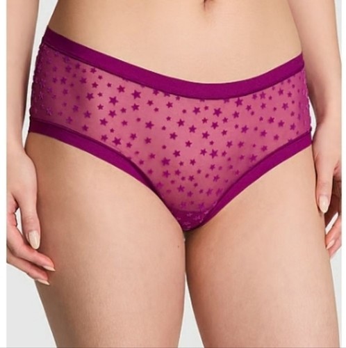 Victoria's Secret PINK No-Show Cheeky Panty Size XL Star Mesh Thriller - Afbeelding 1 van 6