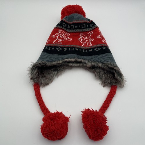 Red Black Charcoal Gray Grateful Dead Dancing Bear Knit Adult Hat Winter - Picture 4 of 7