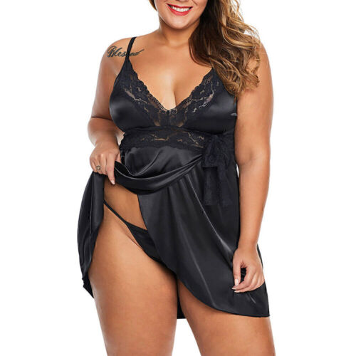 Plus Size Womens Sexy Lace Lingerie Nightdress Sleepwear Nightwear Nightie Robe - Picture 32 of 58