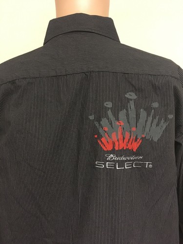 Budweiser Select besticktes Nadelstreifen Hemd mit Knopfleiste schwarz XL - Bild 5 von 12